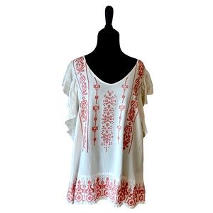 NWT Sanctuary Aztec print sleeveless ruffle blouse size L